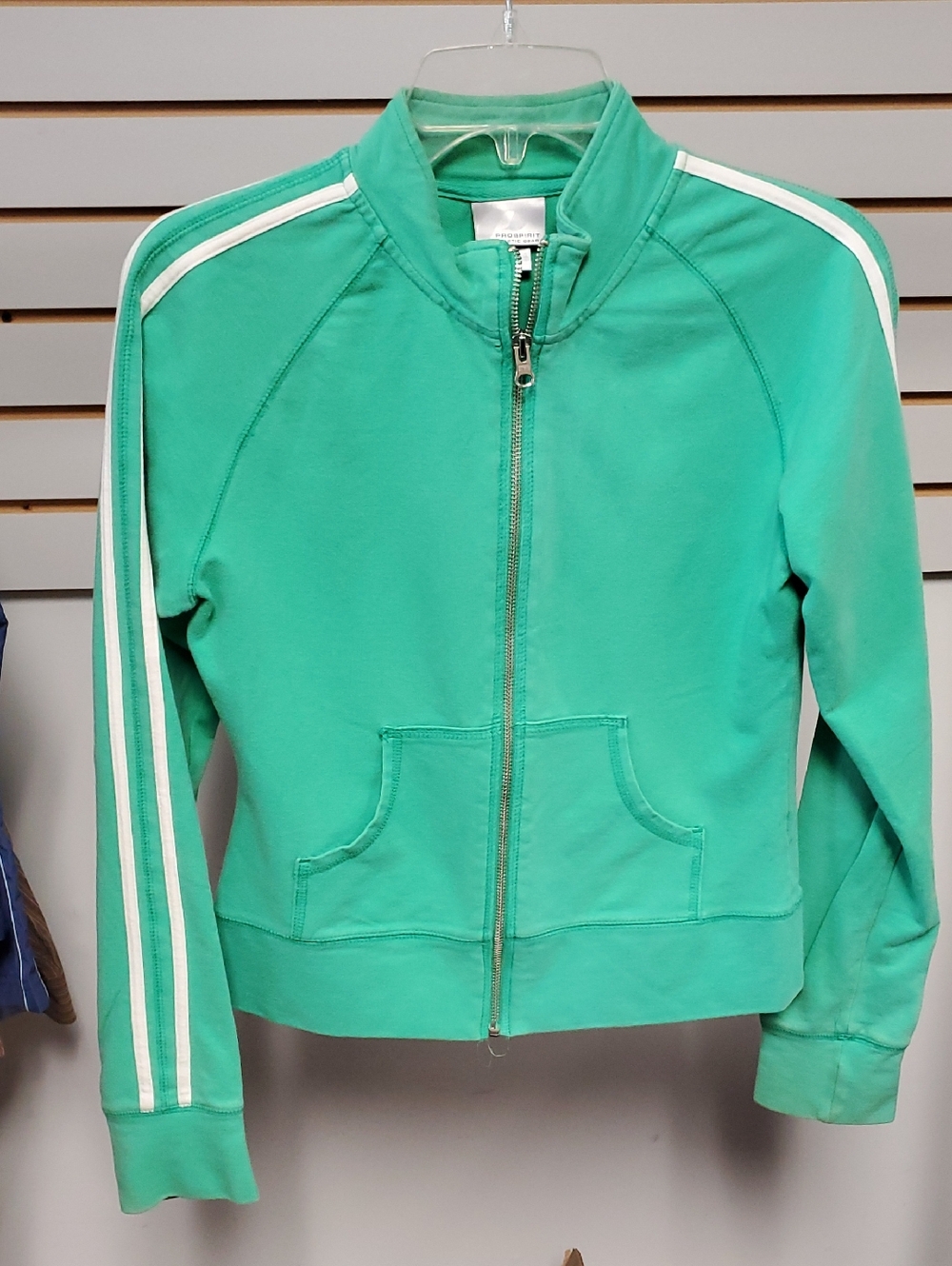 Prospirit Green Zip-Up Bomber Jacket with White Stripes